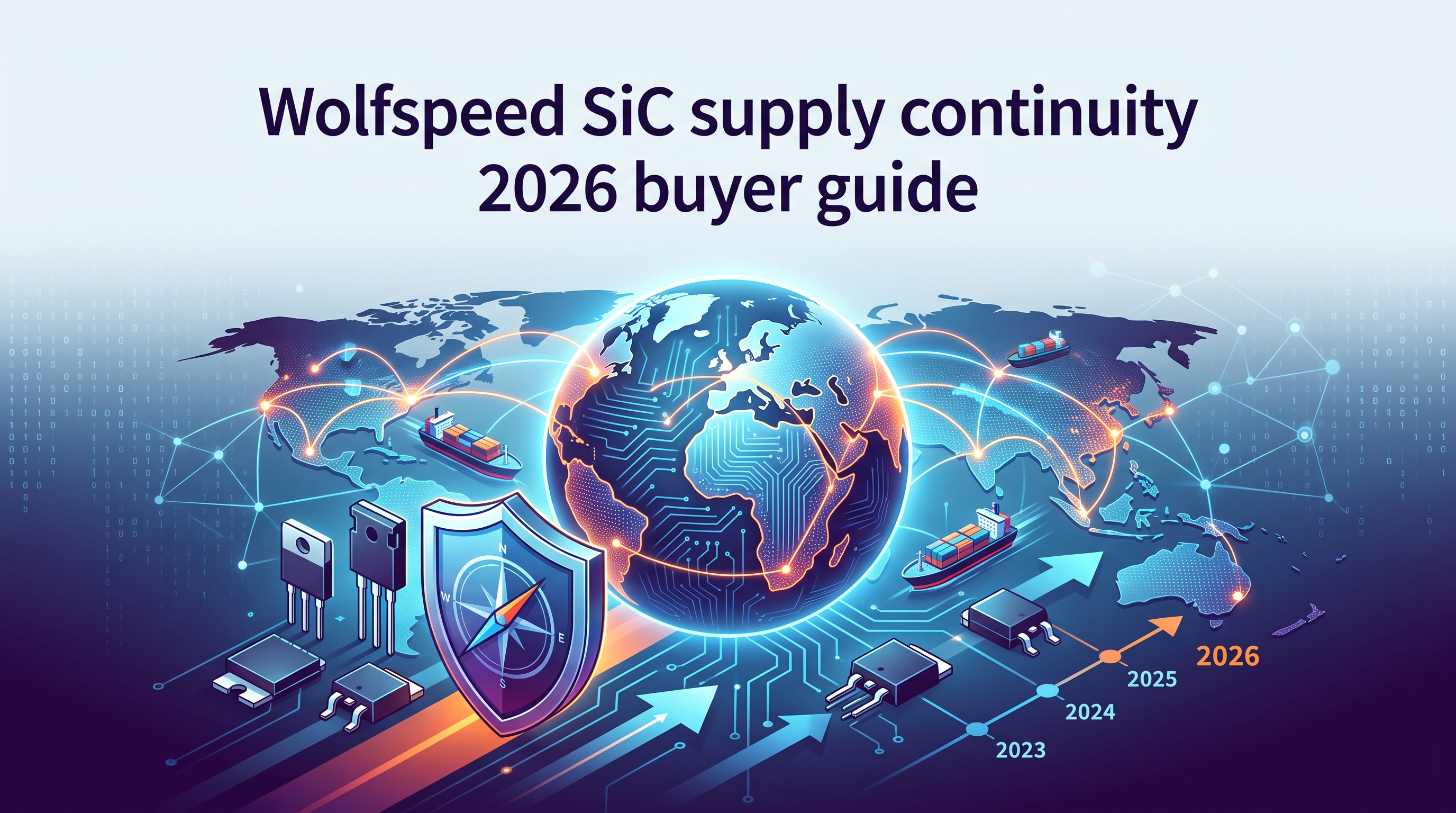 Editorial cover for the Wolfspeed SiC supply continuity 2026 buyer guide | TrustCompo